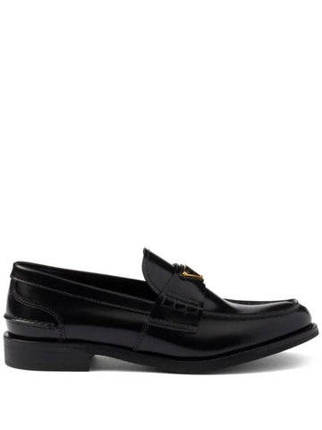 Brushed Leather Loafers Black - PRADA - BALAAN 1