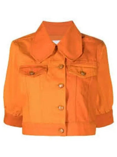 Women's Cotton Crop Denim Jacket Orange - GANNI - BALAAN 2