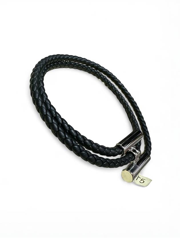 Tunis Tresse Palladium Bracelet Noir - HERMES - BALAAN 5