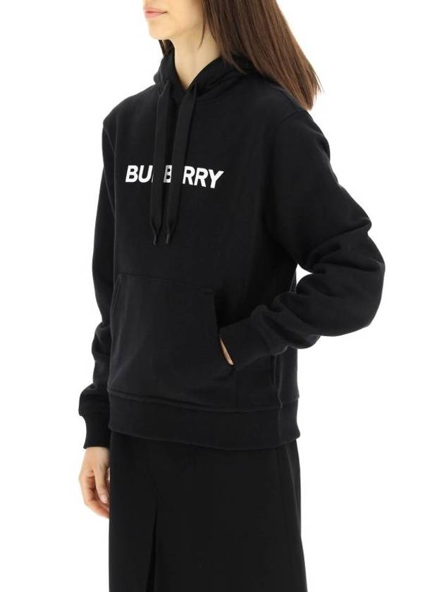 Logo Print Cotton Oversized Hoodie Black - BURBERRY - BALAAN 5