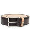 Men's Signature Stripe Keeper Leather Belt Black - PAUL SMITH - BALAAN.