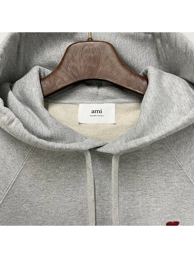 Small Heart Logo Hoodie Heather Ash Grey - AMI - BALAAN 7