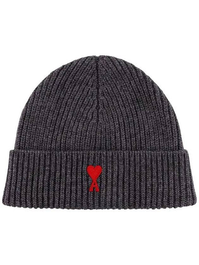 Heart Logo Wool Beanie Heather Grey - AMI - BALAAN 2