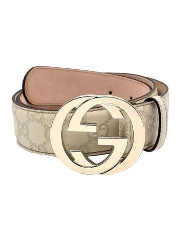 Signature Interlocking G Buckle Leather Belt Ivory - GUCCI - BALAAN 1