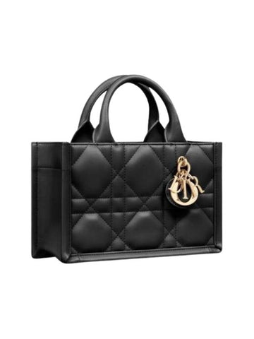 Macrocannage Calfskin Strap Mini Book Tote Bag Black - DIOR - BALAAN 1