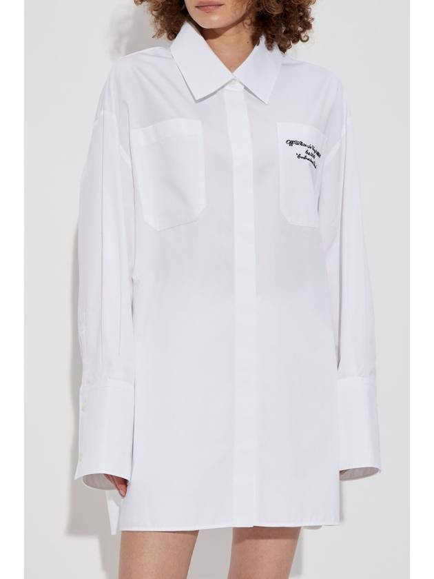 Off-White Shirt Dress With Pockets, Women's, White - OFF WHITE - BALAAN 3