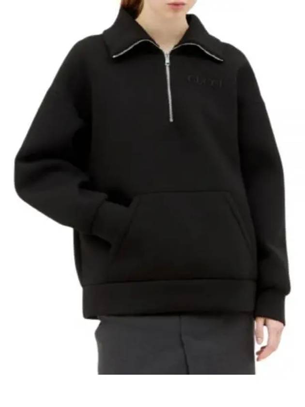 Viscose Jersey Zip Sweatshirt Black - GUCCI - BALAAN 2