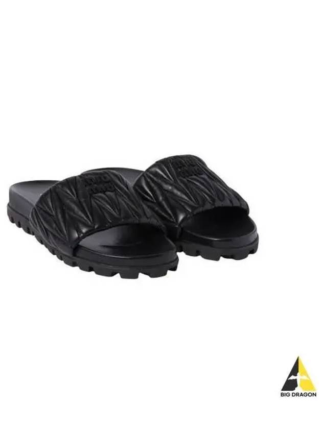 MIU Logo Flat Slippers Black 5XX601 3LM4 - MIU MIU - BALAAN 1