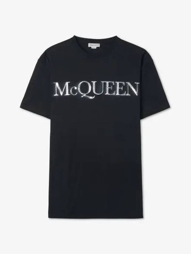 Spray Foil Print Short Sleeve T-Shirt Black - ALEXANDER MCQUEEN - BALAAN 2