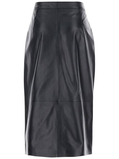 Midi Black Skirt With Front Slit In Leather Woman - ARMA - BALAAN 1