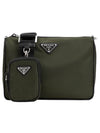 Triangle Logo Re-Nylon Saffiano Leather Shoulder Bag Tundra Khaki Green - PRADA - BALAAN 1