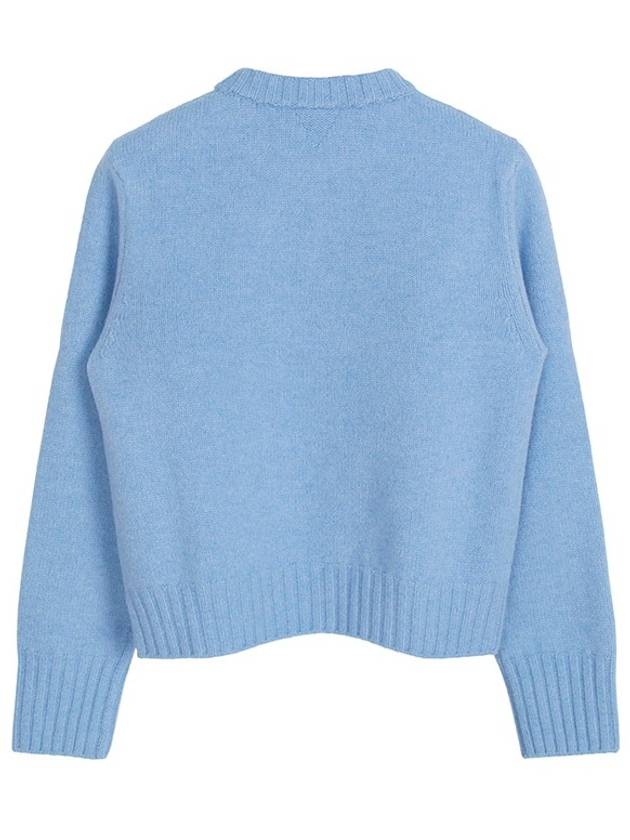 Metal Note Button Wool Knit Top Blue - BOTTEGA VENETA - BALAAN 3