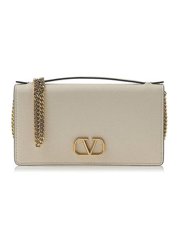 V Logo Flap Shoulder Bag Ivory - VALENTINO - BALAAN 1