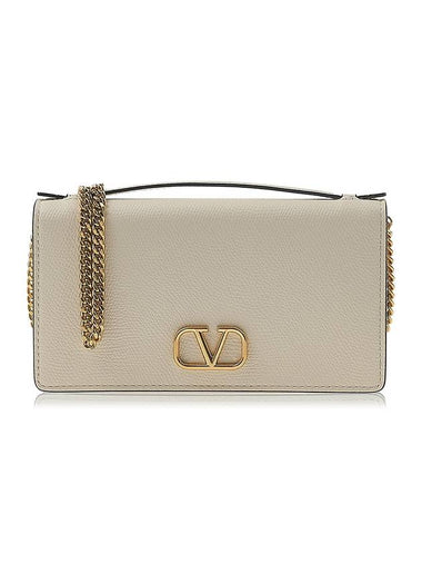 V Logo Flap Shoulder Bag Ivory - VALENTINO - BALAAN 1