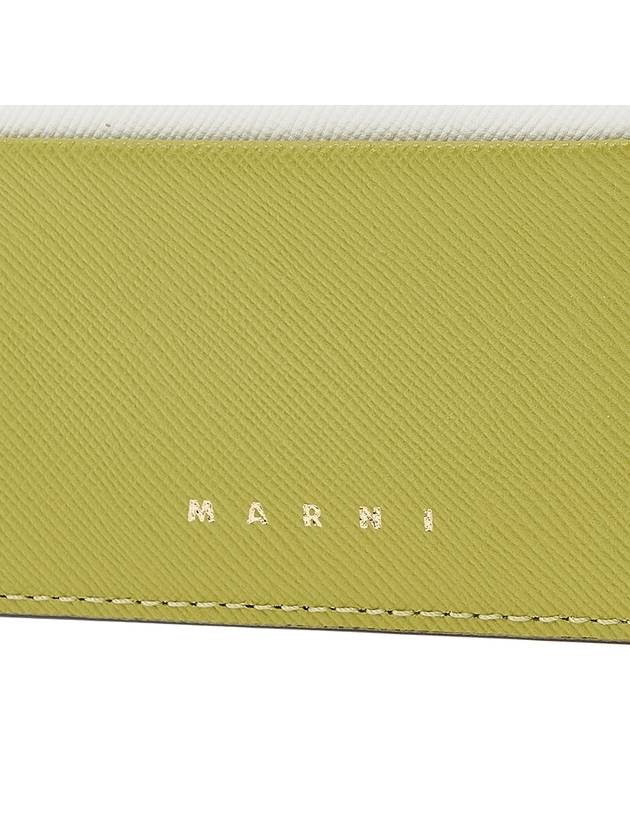 Saffiano Color Block Card Wallet Green - MARNI - BALAAN.