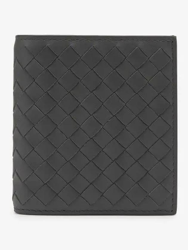 Intrecciato Leather Half Wallet Dark Grey - BOTTEGA VENETA - BALAAN 2