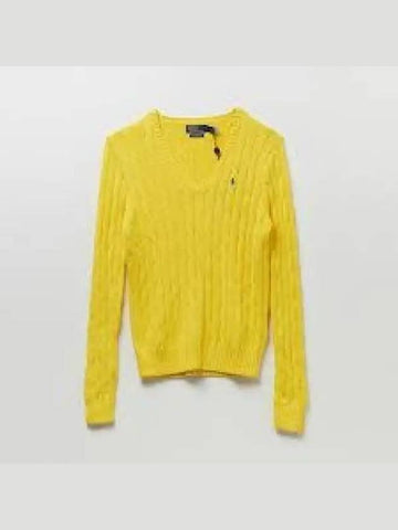 W cable knit cotton V neck sweater yellow 1236899 - POLO RALPH LAUREN - BALAAN 1