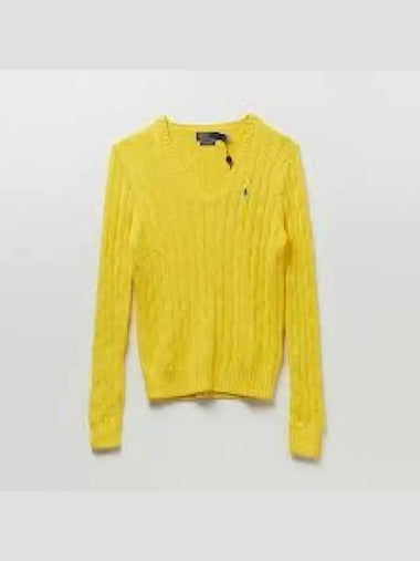 W cable knit cotton V neck sweater yellow 1236899 - POLO RALPH LAUREN - BALAAN 1