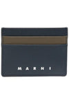 Debossed Logo Leather Card Wallet Navy - MARNI - BALAAN 1