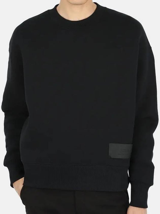 Satin Label Sweatshirt Black - AMI - BALAAN.