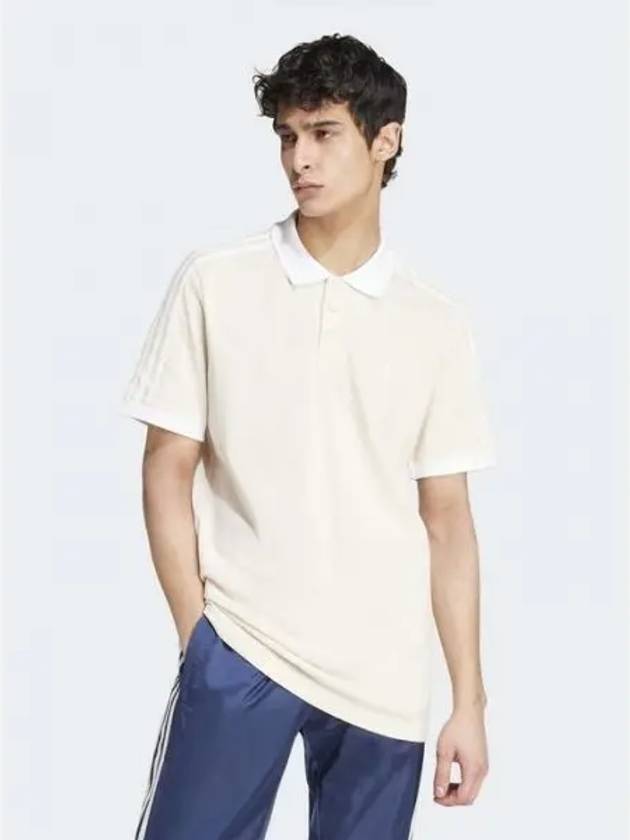 3 Stripe Cotton Polo Shirt Wonder White - ADIDAS - BALAAN 2