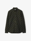 B Shield Embroidered Check Cotton Long Sleeve Shirt Shadow - BURBERRY - BALAAN 2