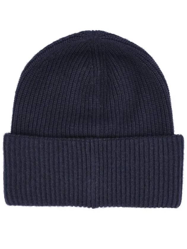 3B00048 M1241 750 Logo Patch Navy Wool Beanie - MONCLER - BALAAN 2