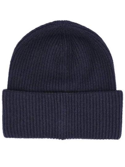 3B00048 M1241 750 Logo Patch Navy Wool Beanie - MONCLER - BALAAN 2