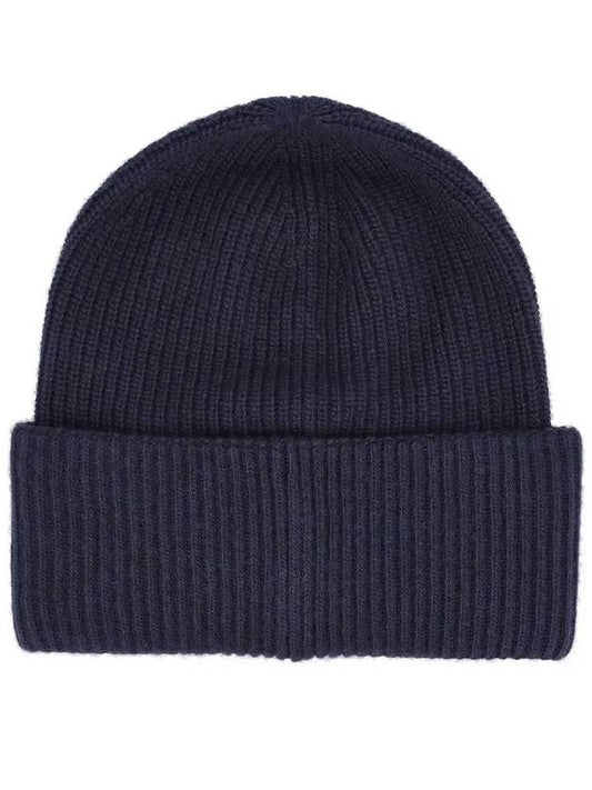 3B00048 M1241 750 Logo Patch Navy Wool Beanie - MONCLER - BALAAN 2