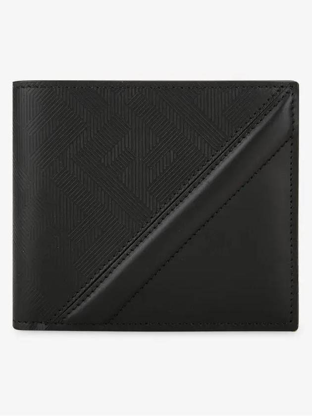 Shadow Diagonal Leather Half Wallet Black - FENDI - BALAAN 3