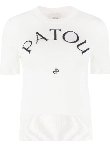 Women's Cotton Blend Jacquard Knit Top White - PATOU - BALAAN 1