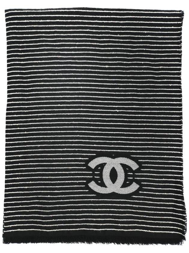 CC logo striped shawl striped black stole AA9645 - CHANEL - BALAAN 2