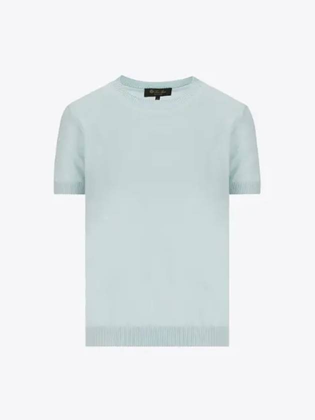 Val D Orcia Crewneck Silk Cashmere Knit Top Aquamarine - LORO PIANA - BALAAN 2