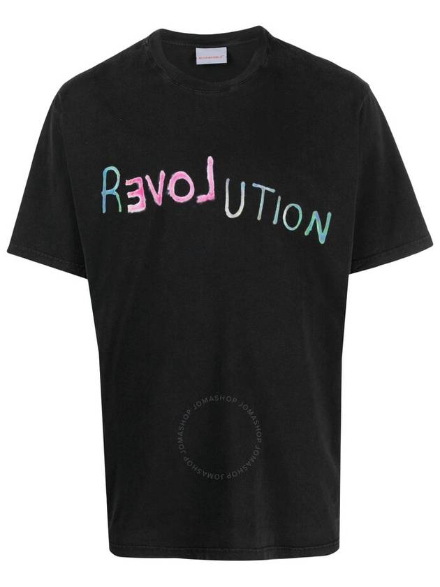 Bluemarble Men's Black Revolution Text-Print Cotton T-Shirt, Size Large - BLUEMARBLE - BALAAN 1