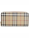 Check Leather Ziparound Long Wallet Beige - BURBERRY - BALAAN 2