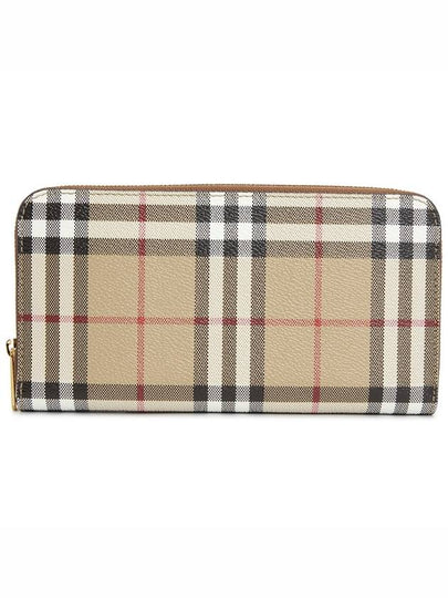 Check Leather Ziparound Long Wallet Beige - BURBERRY - BALAAN 2