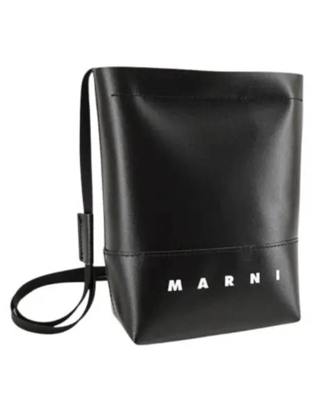 Logo Print Shoelace Strap Cross Bag Black - MARNI - BALAAN 2