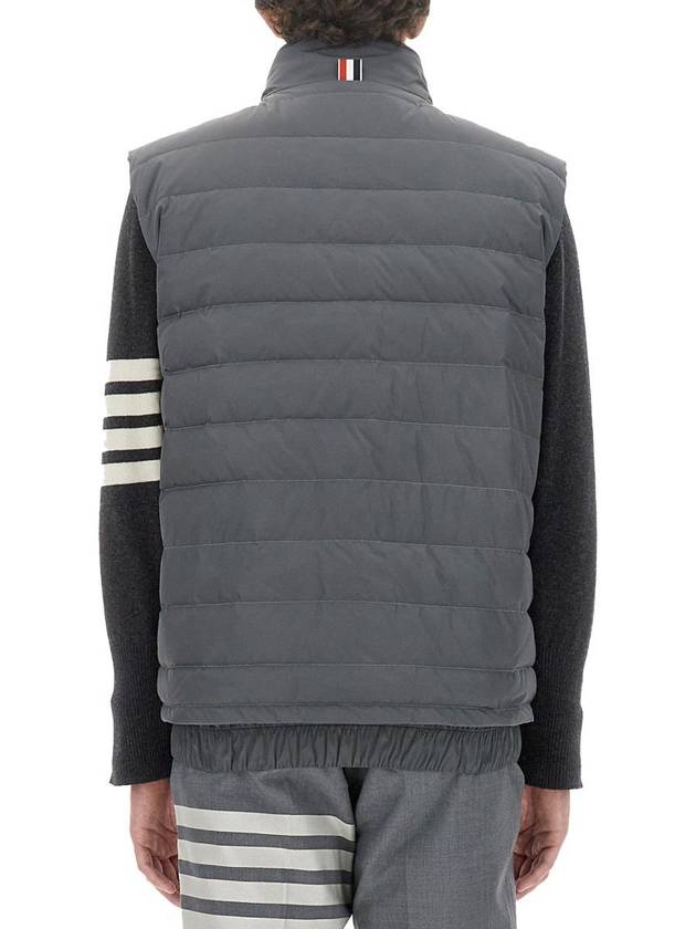 4 Bar Poly Twill Down Vest Grey - THOM BROWNE - BALAAN 7