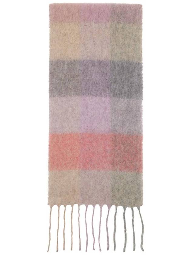 Studios Mohair Check Muffler Fuchsia Lilac Pink - ACNE STUDIOS - BALAAN.