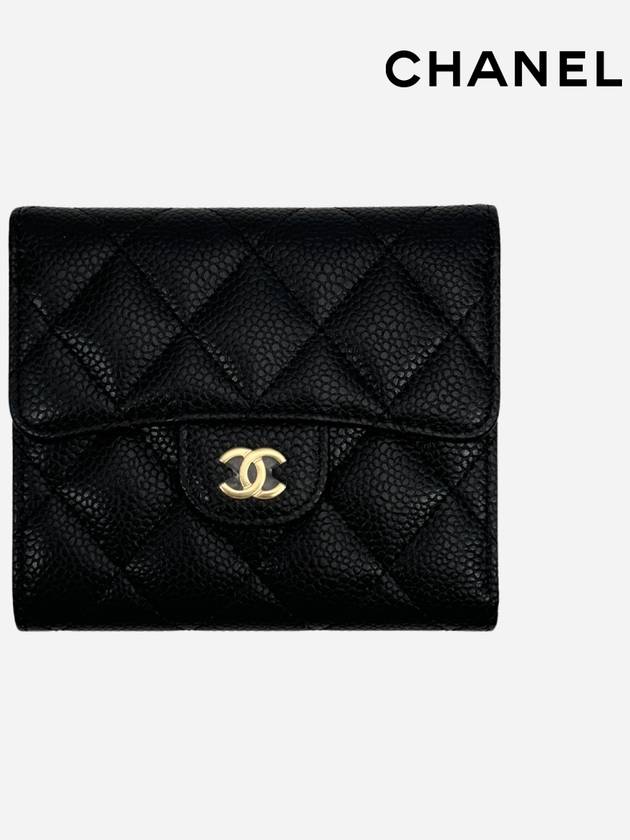 Small Classic Flap Wallet Grained Calfskin & Gold Black - CHANEL - BALAAN 2