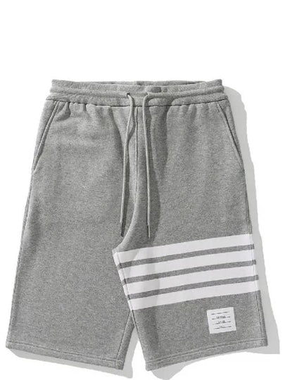 Cotton Loopback Knit Engineered 4-Bar Sweatshorts Light Grey - THOM BROWNE - BALAAN 2