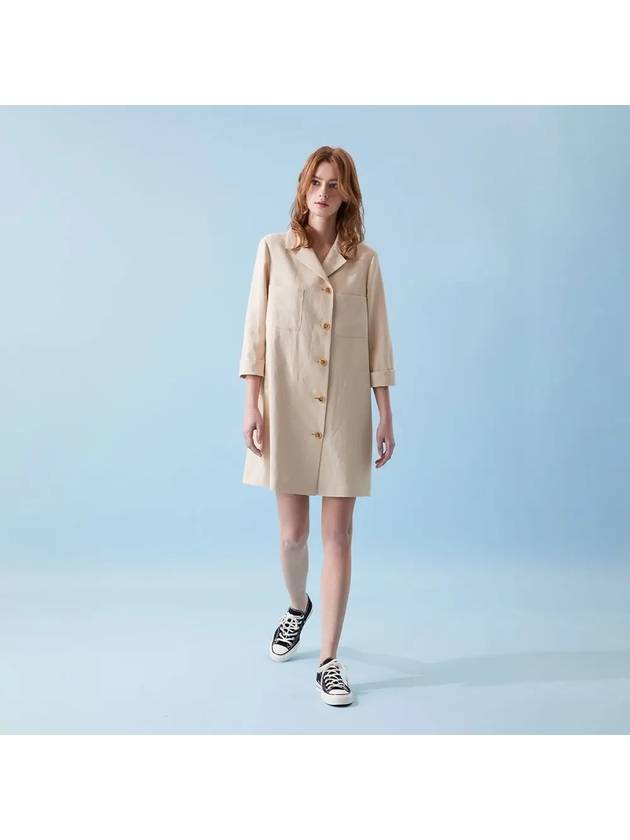 Linen long jacket mini dress beige 021B - VOYONN - BALAAN 5