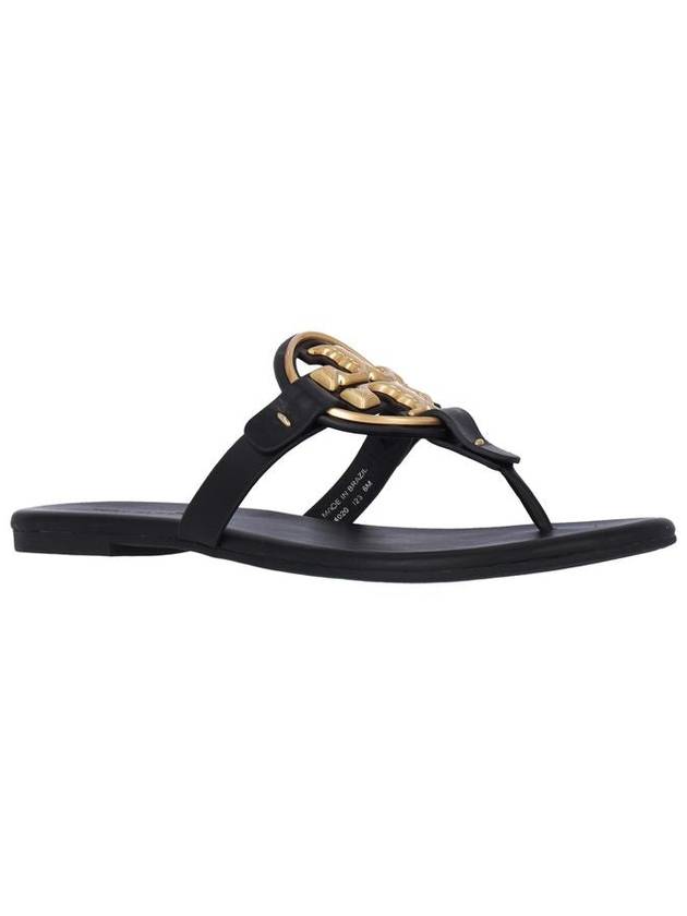 Women's Metal Miller Soft Flip Flops Black - TORY BURCH - BALAAN 3