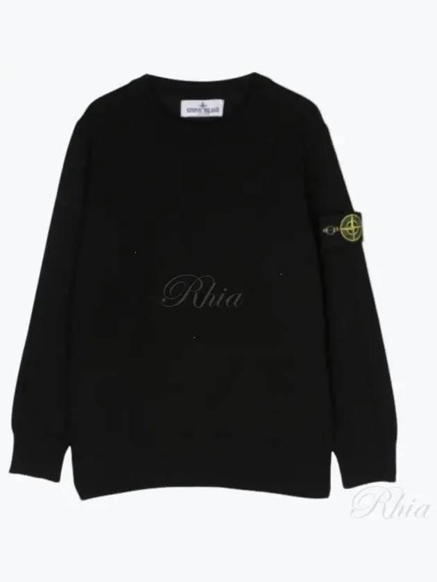 Kids Wappen Patch Virgin Wool Knit Top Black - STONE ISLAND - BALAAN 2