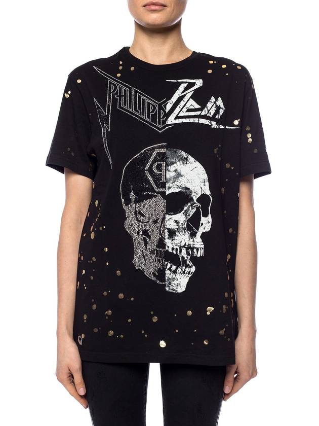 Skull Round Neck Short Sleeve T-Shirt Black - PHILIPP PLEIN - BALAAN 4