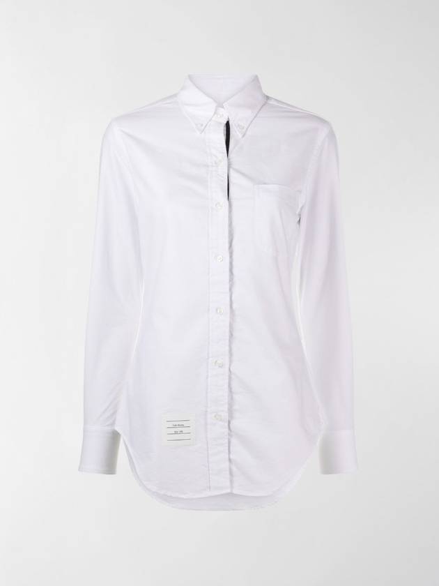 Women's Hidden Three Stripes Oxford Classic Shirt White - THOM BROWNE - BALAAN 3