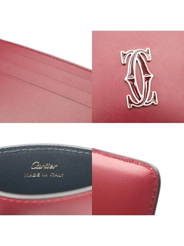 Cartier L3001887 Cherry Red Calfskin C De Card Wallet - CARTIER - BALAAN 6