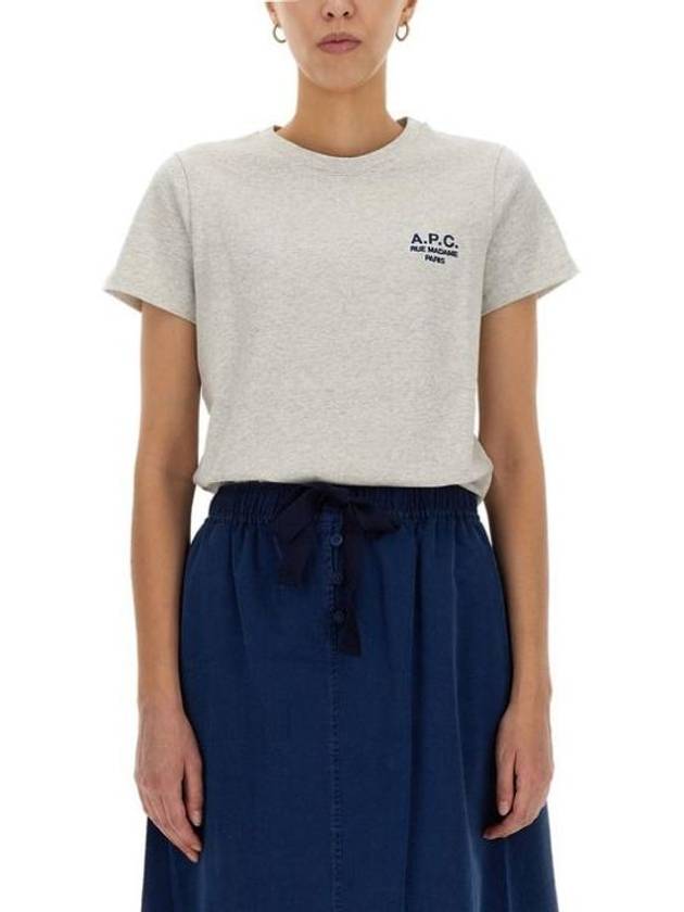 Denise Embroidered Logo Short Sleeve T-shirt Ecru - A.P.C. - BALAAN 3