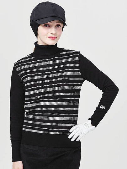 Women’s Houndstooth Double-sided Jacquard Black Turtleneck Knit DO6222TL21 - DOYOUKNOWMC GOLF WEAR - BALAAN 2