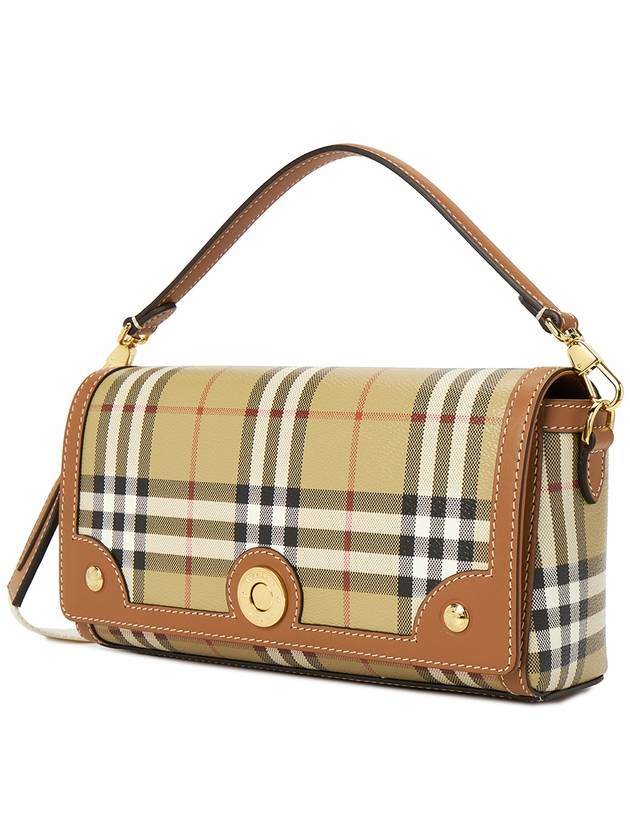 Women's Check Leather Top Handle Shoulder Bag Beige - BURBERRY - BALAAN 3